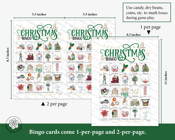 CHRISTIAN Christmas Bingo - Printable Digital Download by Greengate Images