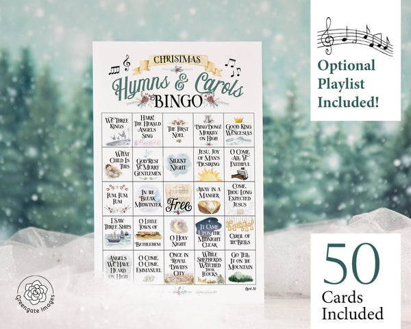 Christmas Hymns & Carols Bingo - Printable Digital Download by Greengate Images