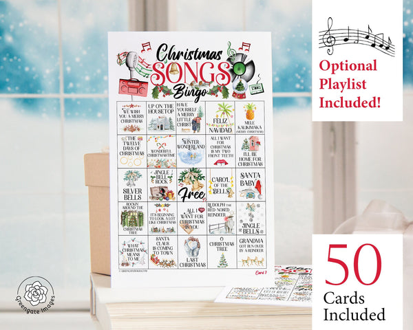 Christmas Song Bingo - Printable Digital Download by Greengate Images