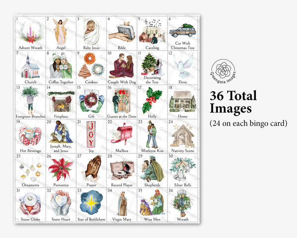 CHRISTIAN Christmas Bingo - Printable Digital Download by Greengate Images