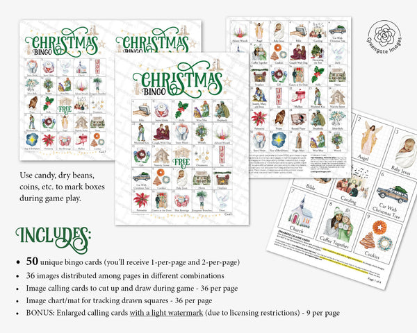 CHRISTIAN Christmas Bingo - Printable Digital Download by Greengate Images