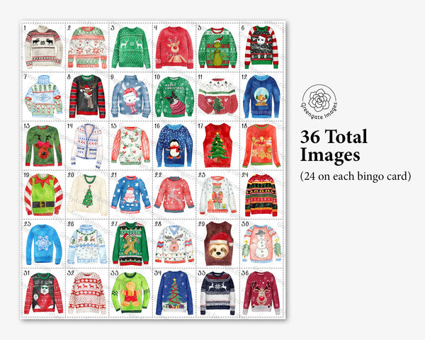 Ugly Christmas Sweater Bingo - Printable Digital Download by Greengate Images