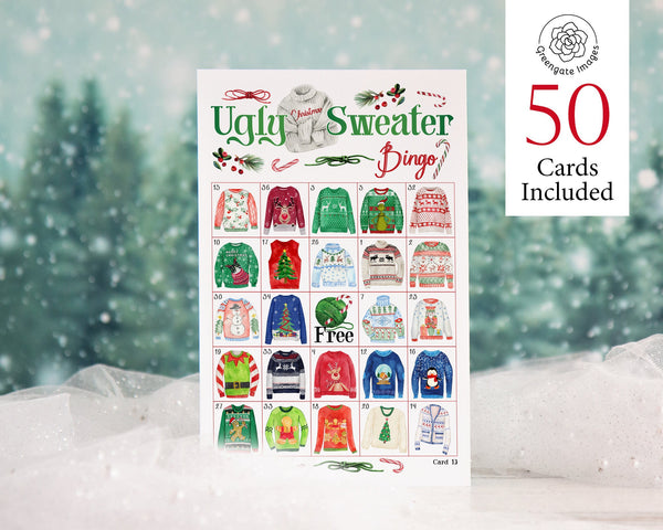 Ugly Christmas Sweater Bingo - Printable Digital Download by Greengate Images