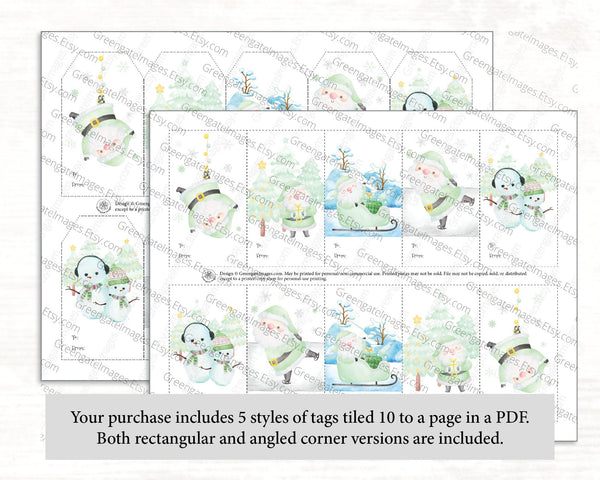 Mint Santa Gift Tag Set - Printable Digital Download by Greengate Images