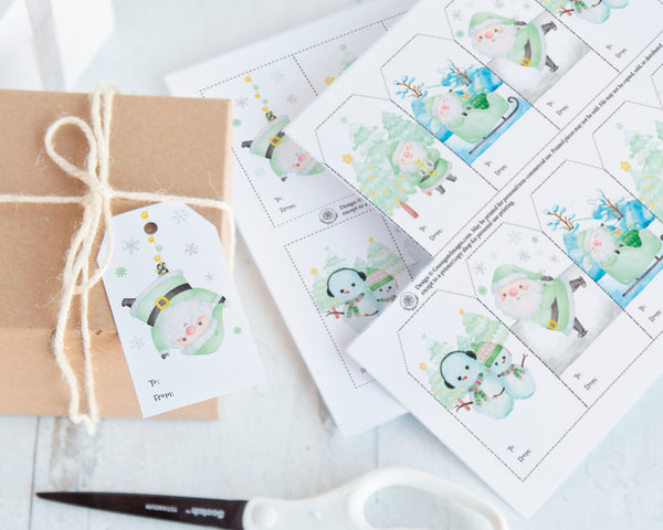 Mint Santa Gift Tag Set - Printable Digital Download by Greengate Images
