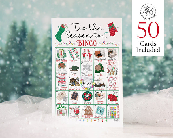 Christmas Activities Bingo - 'Tis the Season - Printable Digital Download by Greengate Images