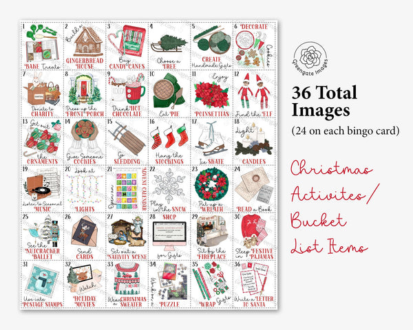Christmas Activities Bingo - 'Tis the Season - Printable Digital Download by Greengate Images
