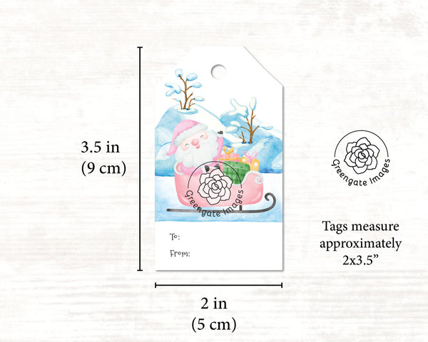 Pink Santa Gift Tag Set - Printable Digital Download by Greengate Images