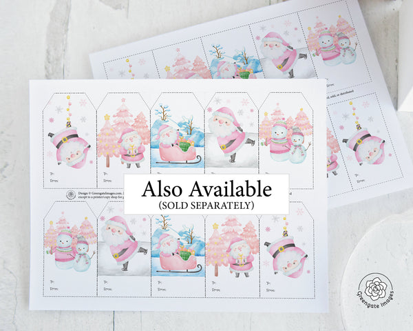 Mint Santa Gift Tag Set - Printable Digital Download by Greengate Images