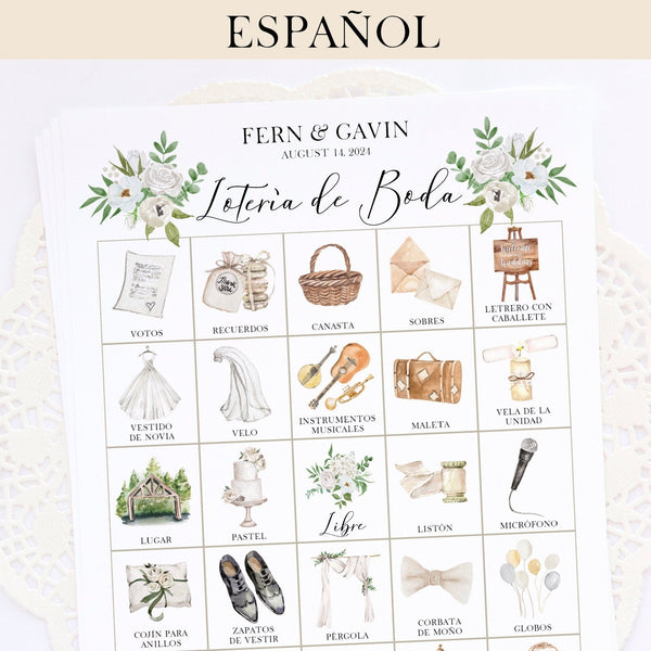 Ivory Lotería de Boda - 100 card, Personalization, Neutral/Ivory - Printable Digital Download by Greengate Images