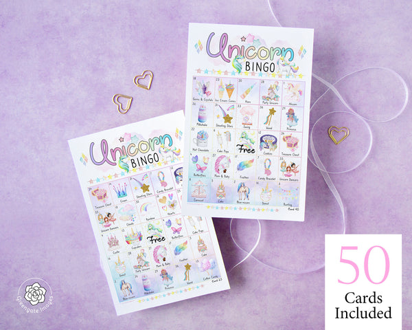 Unicorn Bingo - Kids Version - Printable Digital Download by Greengate Images