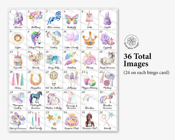 Unicorn Bingo - Older kids, adults - Printable Digital Download by Greengate Images
