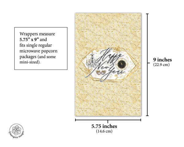 New Year's Popcorn Wrapper Duo - Gold and Pink - Printable Digital Download by Greengate Images