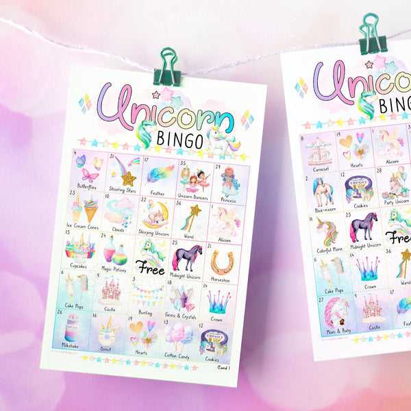 Unicorn Bingo - Kids Version - Printable Digital Download by Greengate Images