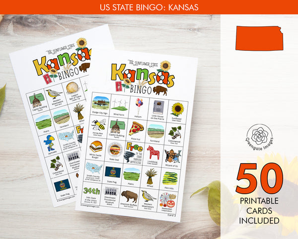 Kansas Bingo - Printable Digital Download by Greengate Images