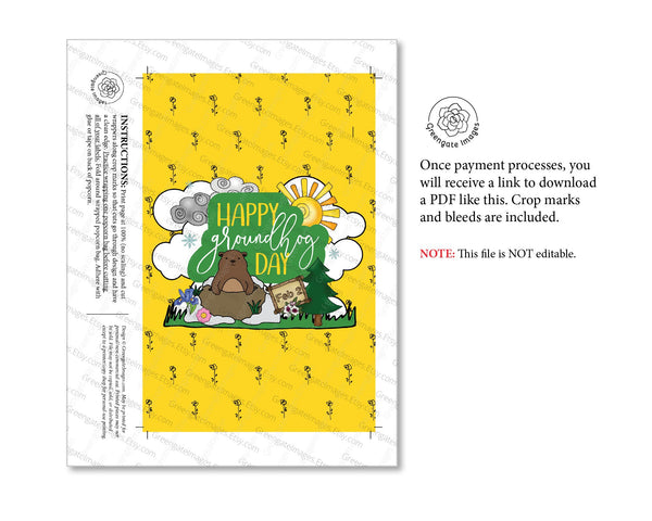 Groundhog Day Popcorn Wrapper - Printable Digital Download by Greengate Images