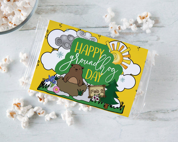 Groundhog Day Popcorn Wrapper - Printable Digital Download by Greengate Images