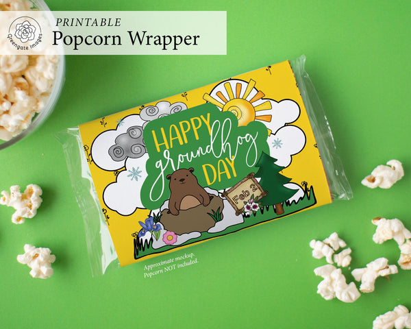 Groundhog Day Popcorn Wrapper - Printable Digital Download by Greengate Images