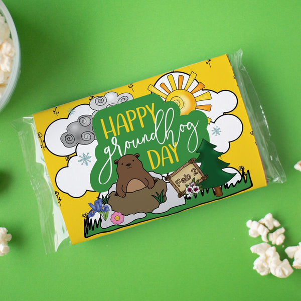 Groundhog Day Popcorn Wrapper - Printable Digital Download by Greengate Images