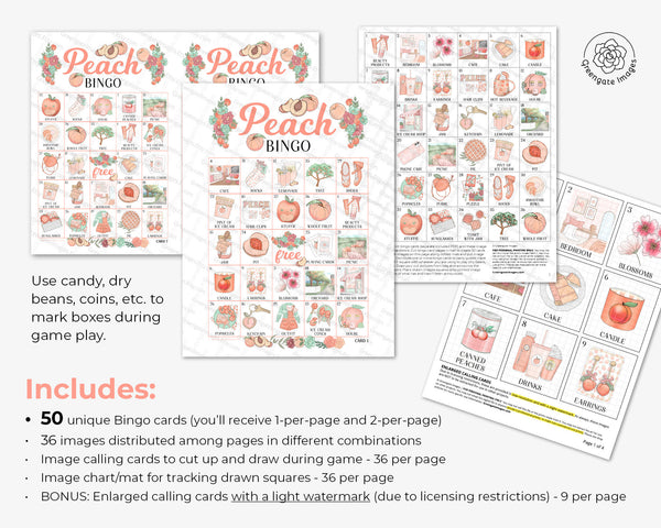 Peach Bingo - Printable Digital Download by Greengate Images