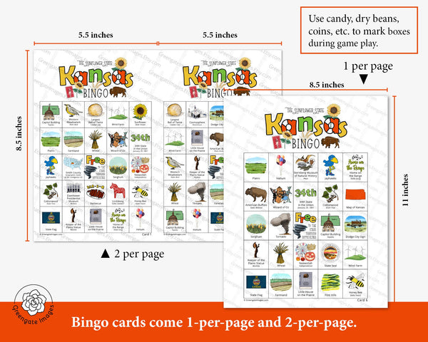 Kansas Bingo - Printable Digital Download by Greengate Images
