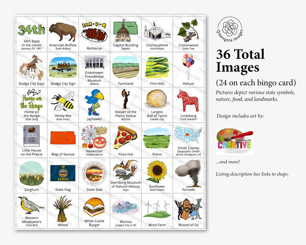 Kansas Bingo - Printable Digital Download by Greengate Images