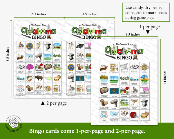 Oklahoma Bingo - Printable Digital Download by Greengate Images