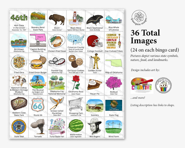 Oklahoma Bingo - Printable Digital Download by Greengate Images