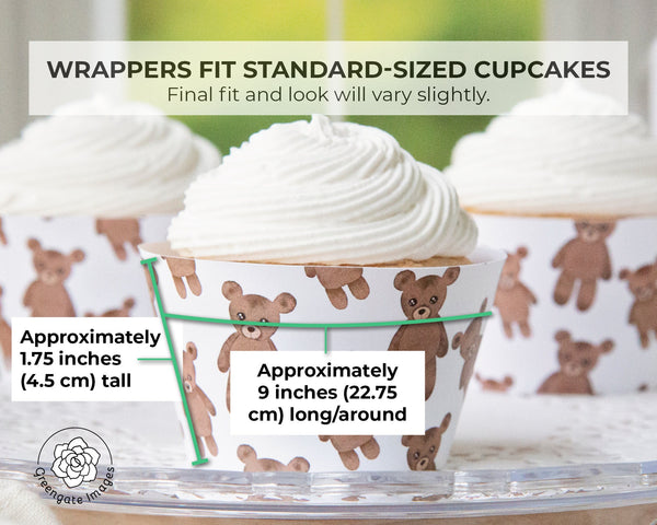 Teddy Bear Cupcake Wrapper - Printable Digital Download by Greengate Images