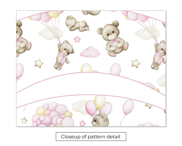 Bears and Pink Balloons Cupcake Wrapper - Printable Digital Download by Greengate Images