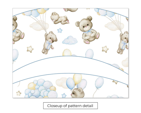 Bears and Blue Balloons Cupcake Wrapper - Printable Digital Download by Greengate Images