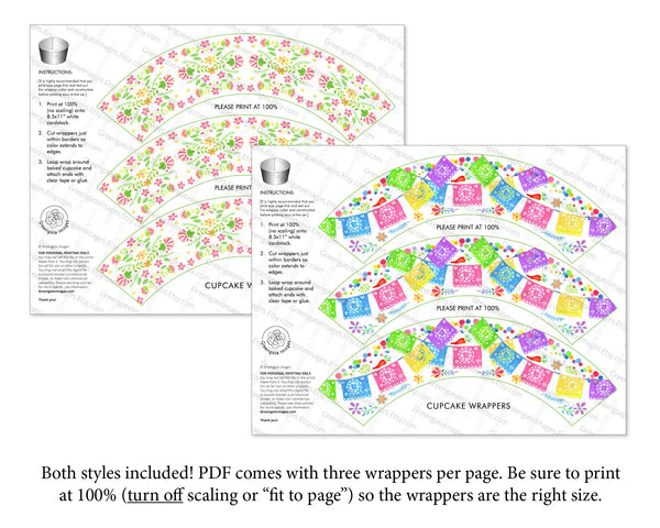 Fiesta Papel Cupcake Wrapper Duo - Printable Digital Download by Greengate Images
