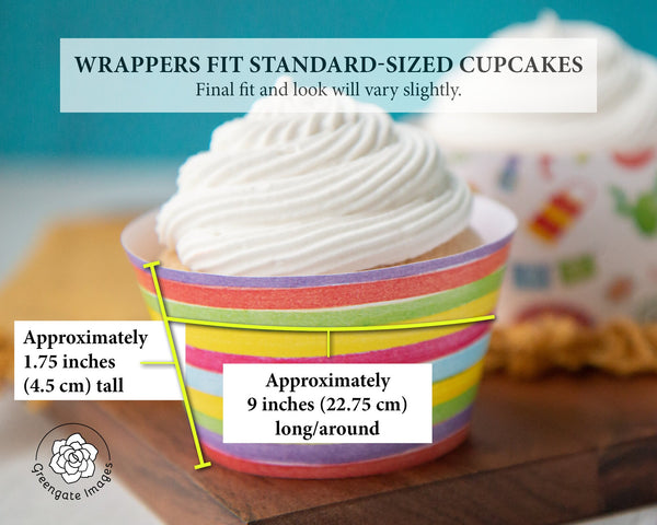 Fiesta Stripe Cupcake Wrapper Duo - Printable Digital Download by Greengate Images