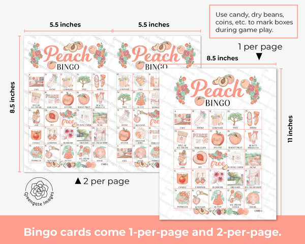 Peach Bingo - Printable Digital Download by Greengate Images