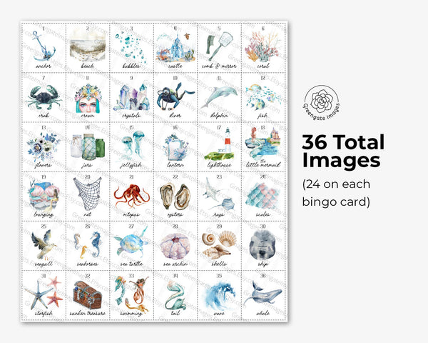 Mermaid Bingo - Printable Digital Download by Greengate Images