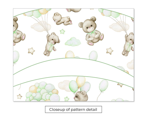 Bears and Green Balloons Cupcake Wrapper - Printable Digital Download by Greengate Images