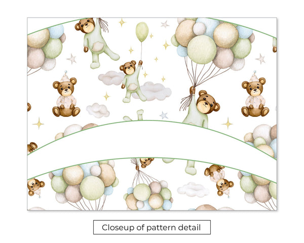 Bears and Pastel Balloons Cupcake Wrapper - Printable Digital Download by Greengate Images