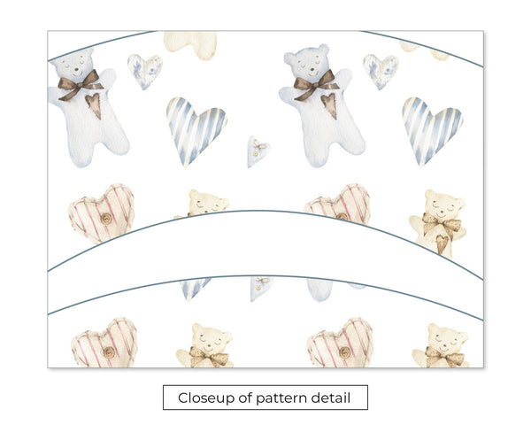Bears and Blue Hearts Cupcake Wrapper - Printable Digital Download by Greengate Images
