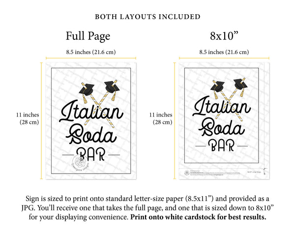 Graduation Soda Bar Sign - Printable Digital Download by Greengate Images