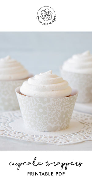Ivory and Beige Floral Cupcake Wrappers - Greengate Images