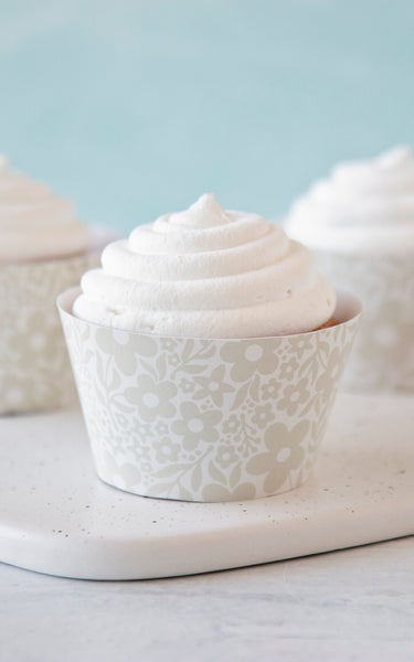 Ivory and Beige Floral Cupcake Wrappers - Greengate Images