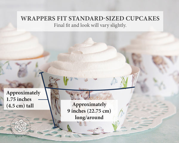 Easter Cupcake Wrapper - Lambs and Snowdrops - Greengate Images