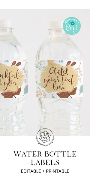 Fall/Thanksgiving Leaves Water Bottle Label - Greengate Images