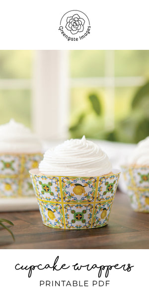 Lemons and Yellow Tile Cupcake Wrapper - Greengate Images