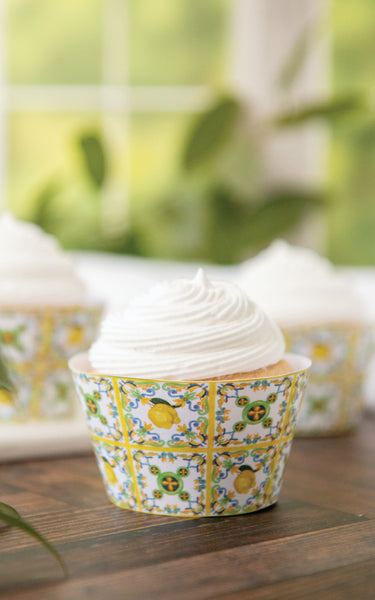 Lemons and Yellow Tile Cupcake Wrapper - Greengate Images