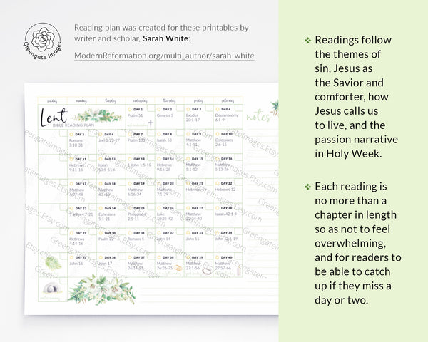 40-Day Lent Bible Reading Plan - Easter Lily Design - Greengate Images