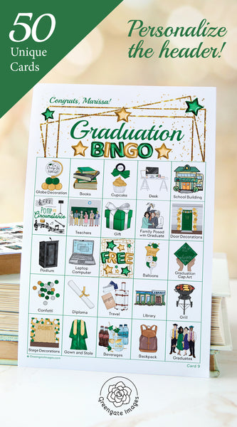 Graduation Bingo - Green and Gold - Greengate Images