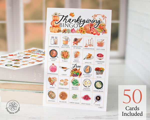 Thanksgiving Bingo - Watercolor - Greengate Images