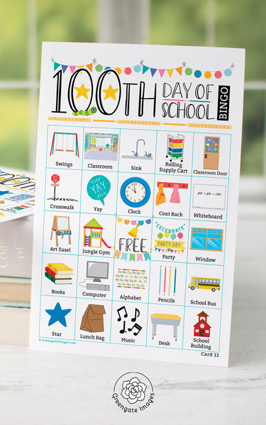 100th Day of School Bingo - Color - Greengate Images