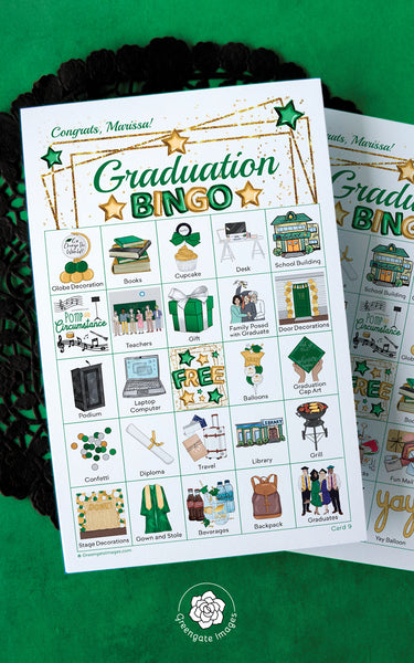 Graduation Bingo - Green and Gold - Greengate Images